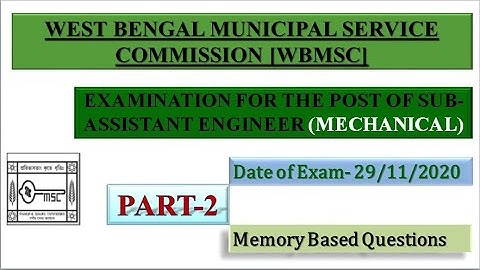 WBMSC (KMC) SUB AE (29/11/2020) II MECHANICAL II PART 2 II QUESTIONS WITH DETAILED SOLUTIONS