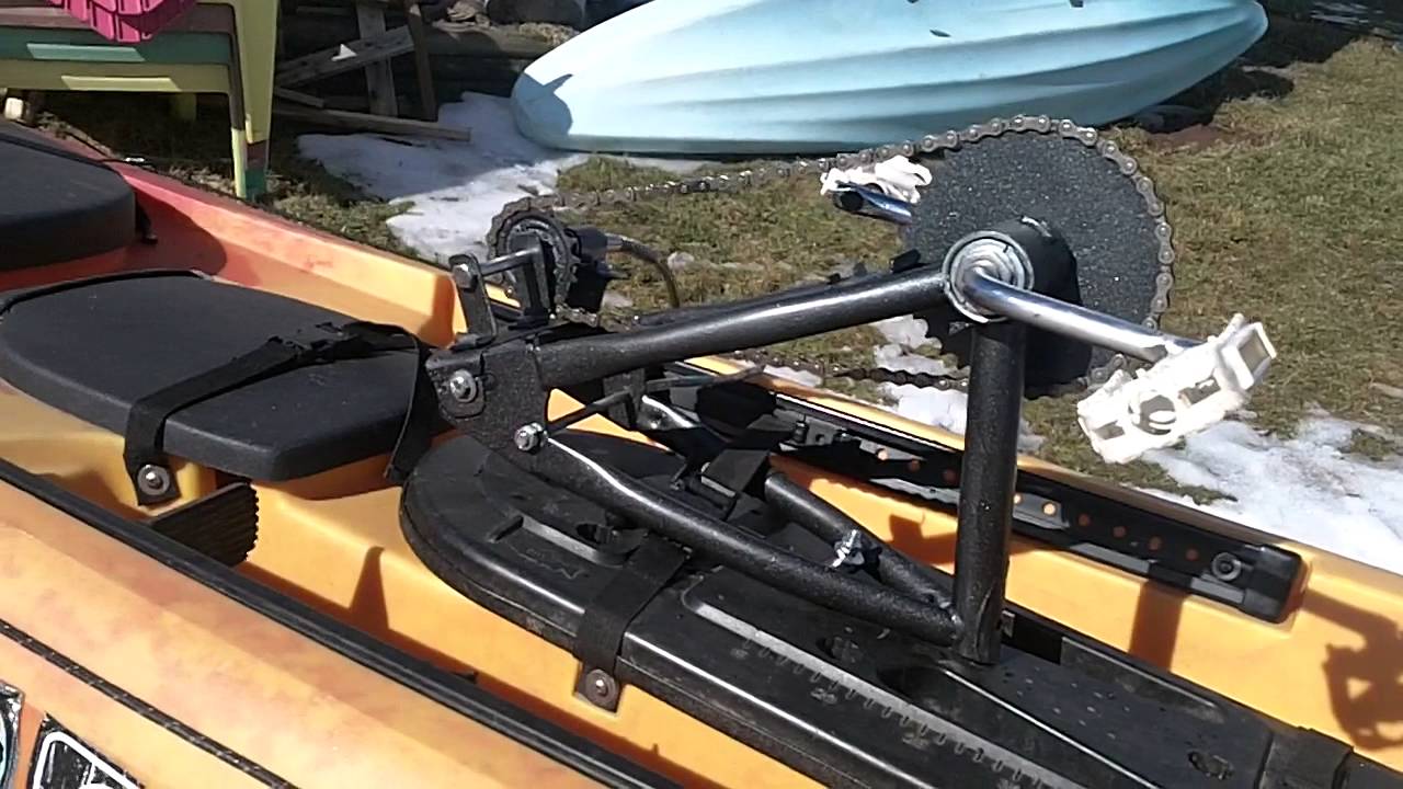 pedal driven propeller install on ocean kayak trident