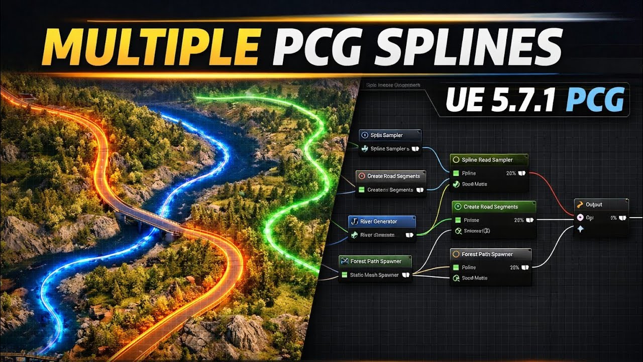 UE5.7 Процедурные сплайновые траектории с использованием системы ПКГ