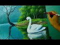 Acrylic Landscape Painting Lesson - The Swan in the Lake by JM Lisondra