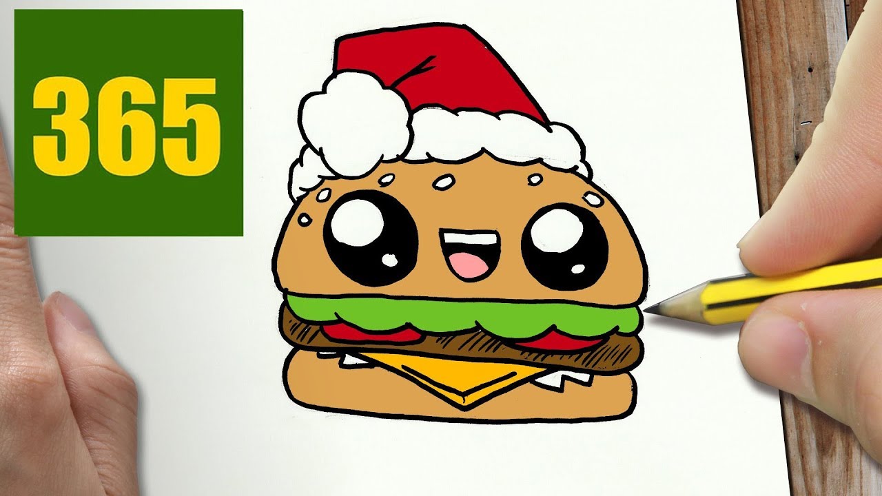 Disegni Di Natale Kawaii.Come Disegnare Hamburger Di Natale Passo Dopo Passo Disegni Facile Youtube