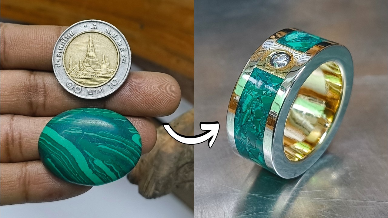 Jewelry Inlay Process Coin to Turquoise Inlay Diamond Ring 💍🔥 Incredible Handmade Jewelry ...