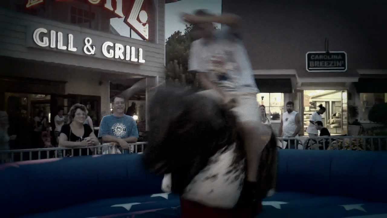 Electric bull ride at the beach YouTube