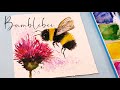 Bumble bee Painting/ Watercolor Painting Demo/ Loose Watercolor flowers/Bee Balm