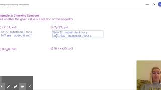 7.5 Writing and Graphing Inequalities - Example 2: Checking Solutions