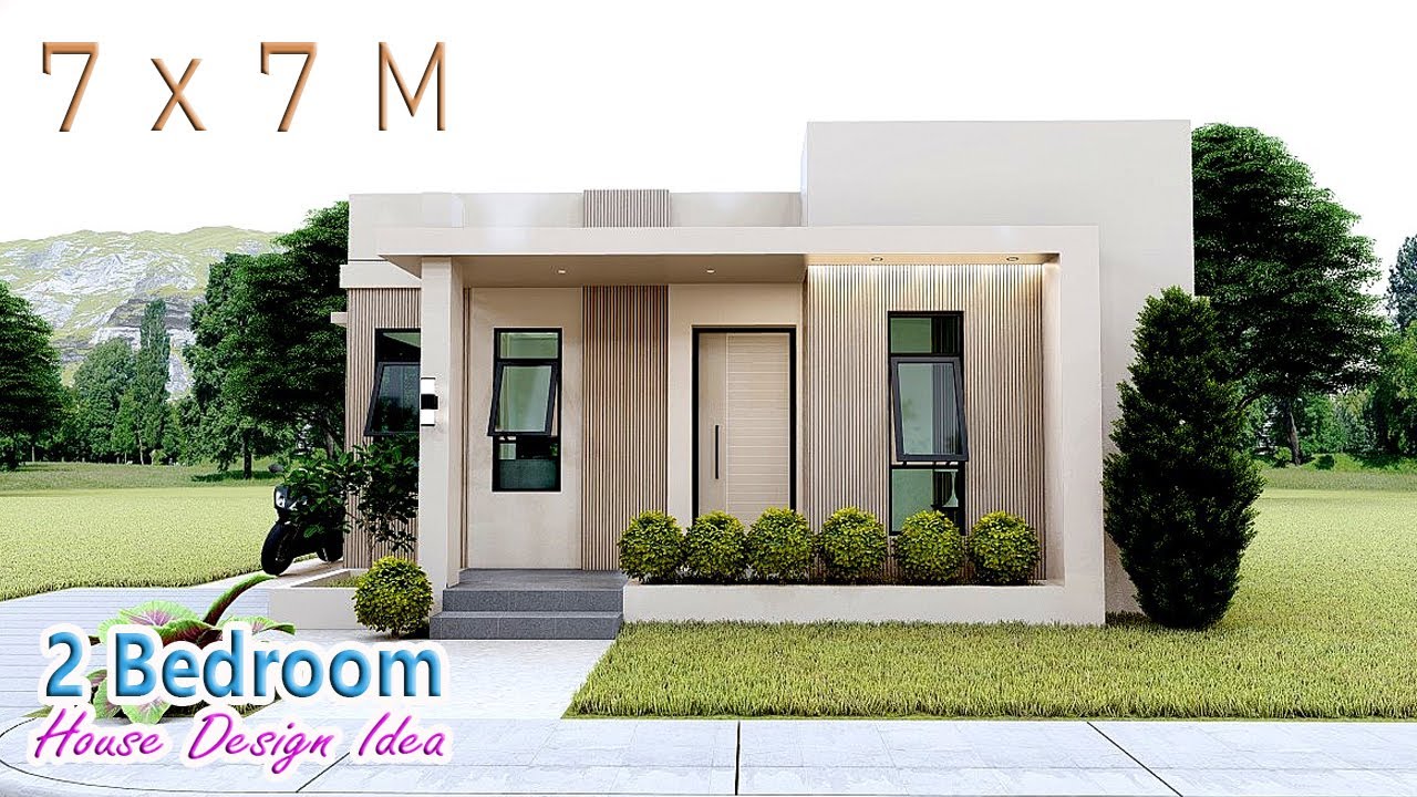MODERN BOX TYPE HOUSE DESIGN | 7 X 7 meters with 2 Bedroom - YouTube