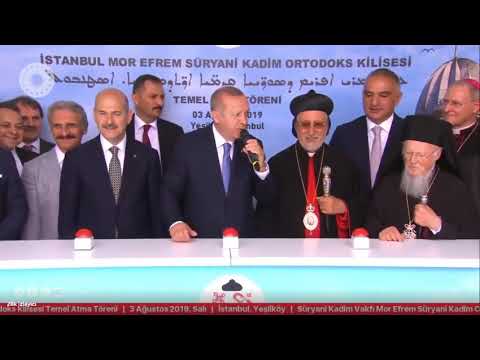 Erdoğan “Ya Allah Bismillah” diyerek Süryani Kilisesi'nin temelini attı