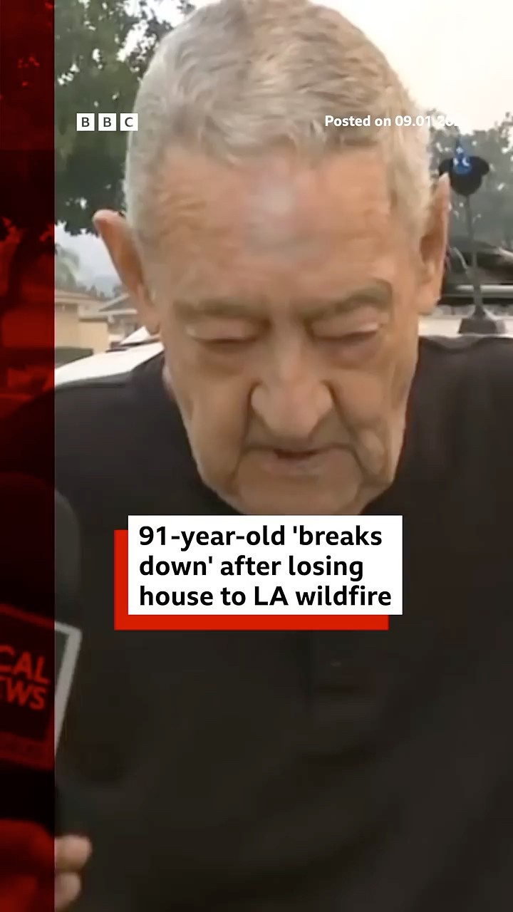 91-year-old loses house to LA wildfires. #Wildfires #California #BBCNews
