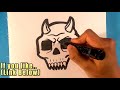 How to Draw Devil Skull - Halloween Drawings Step by Step