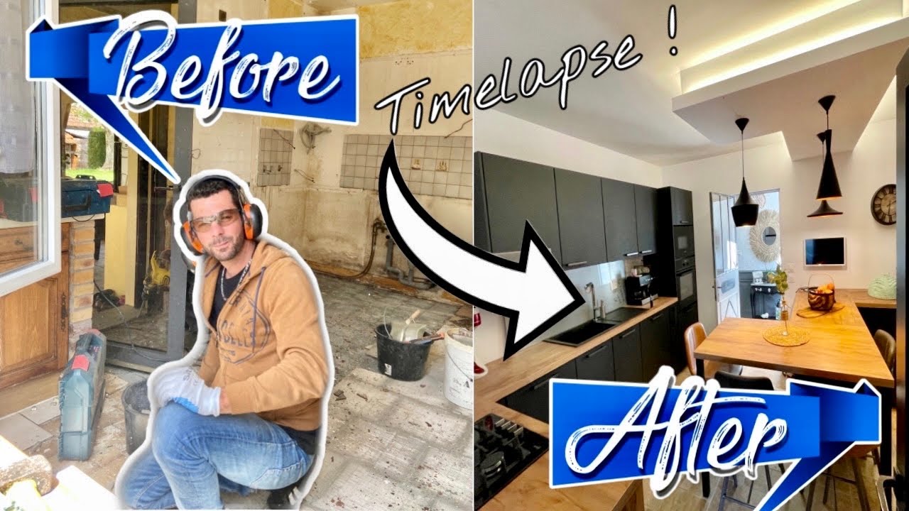 ✅ TIMELAPSE 2 mois de rénovation  - D'une ancienne cuisine -  brico seb