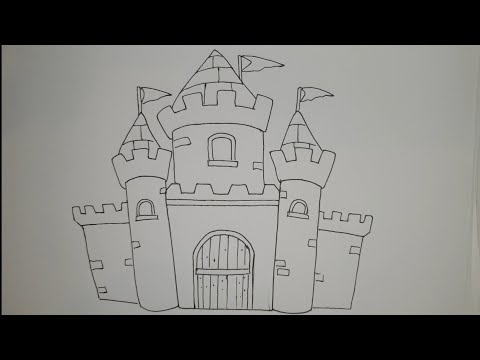 Kako nacrtati Zamak/How to draw a simple cartoon Castle