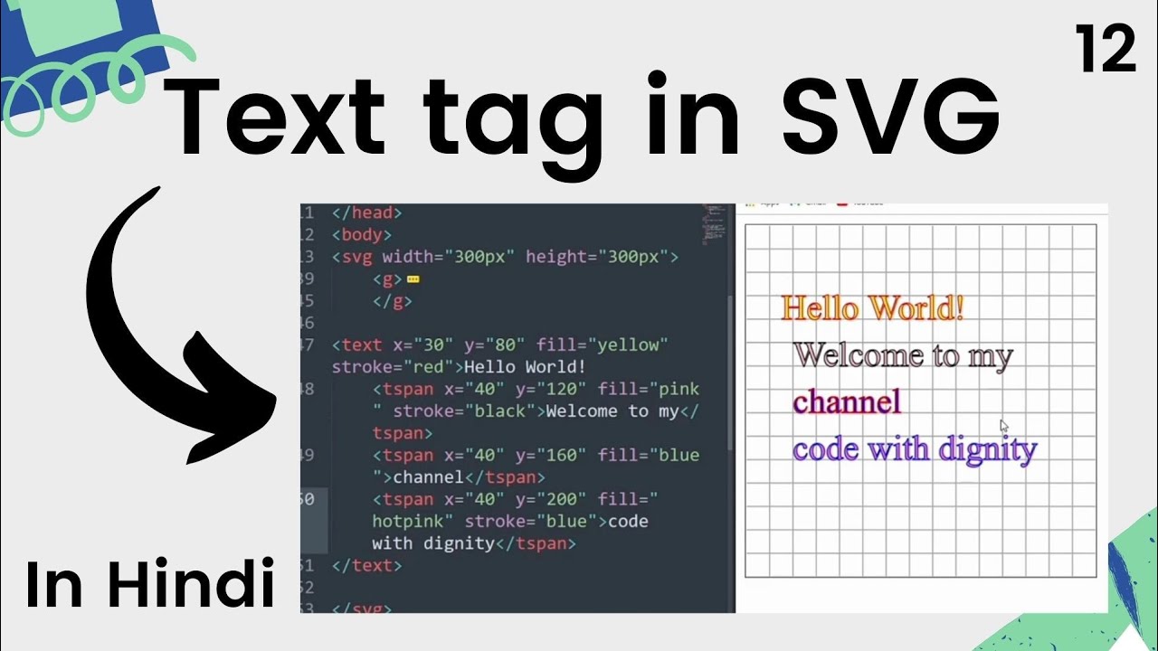 Text tag in SVG in Hindi - SVG Tutorial - YouTube