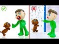SUPERHERO BABY PUPPY TRAINING BEHAVIOR 💖 Stop Motion Cartoons Animation