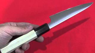 【和ペティ150】スウェーデン鋼 水牛朴八角柄 本職用 崇行