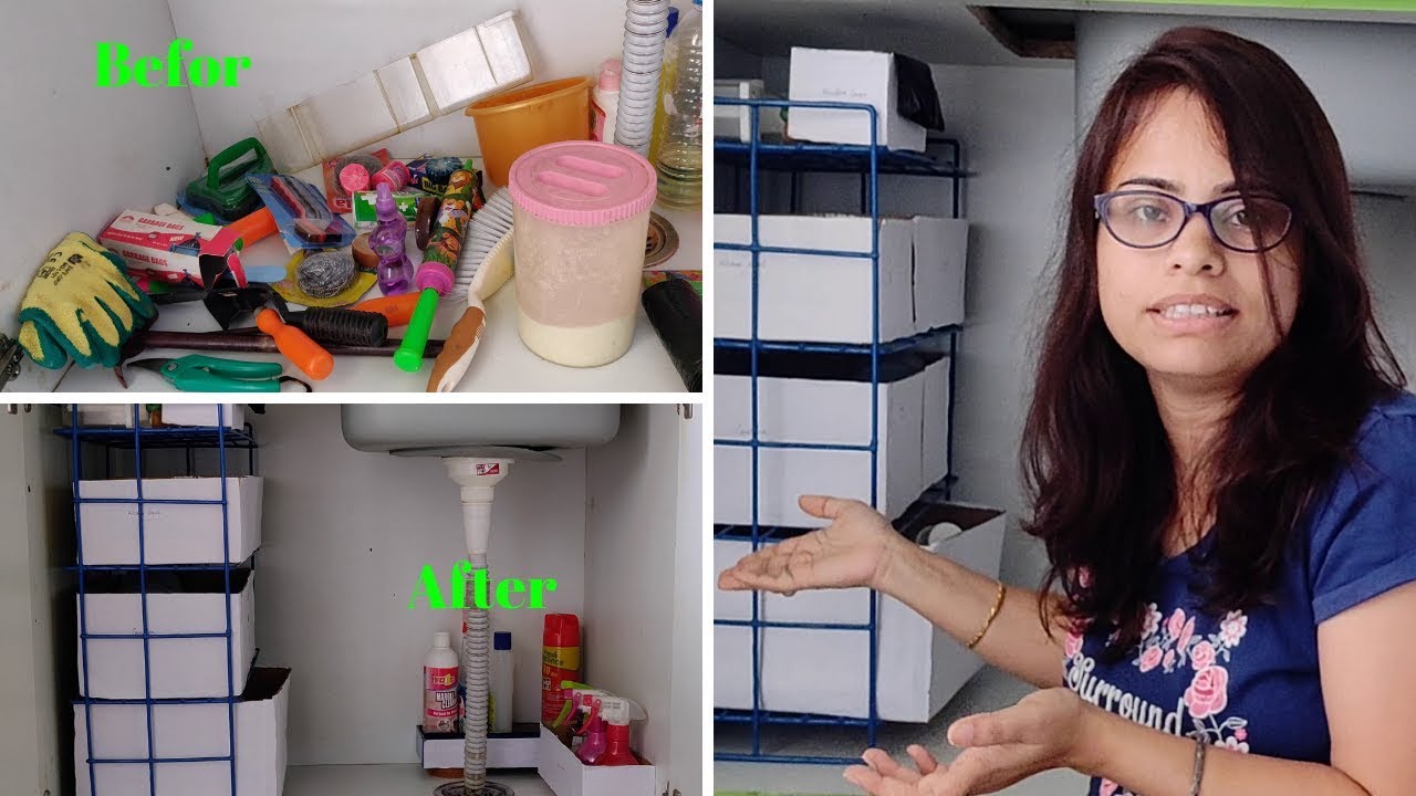 DIY Organisation Of Under The Kitchen Sink Cabinet || Low Budget