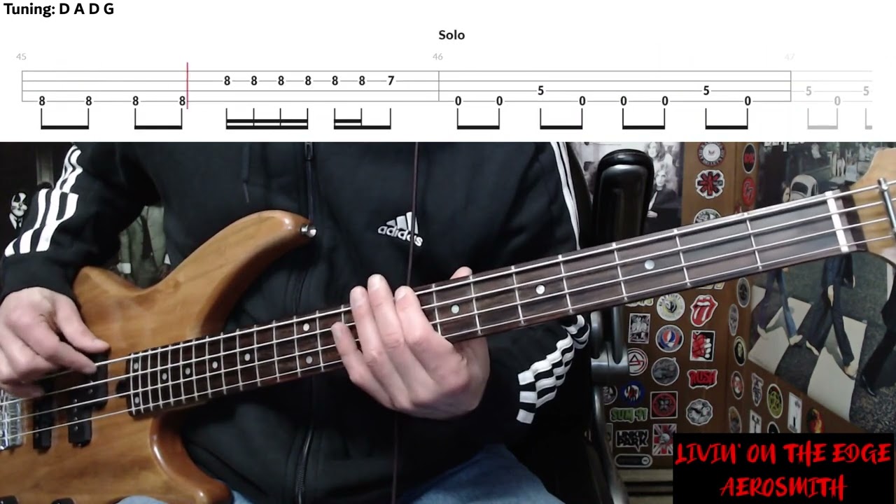 Livin' On The Edge by Aerosmith - Bass Cover with Tabs Play-Along