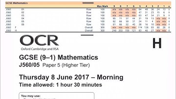 OCR GCSE Maths - June 2017 Paper 5 (Higher Non calc)