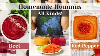 Better Than Store Bought Hummus | Roasted Beet, Roasted Red Bell Pepper & More! | WFPB & Oil Free