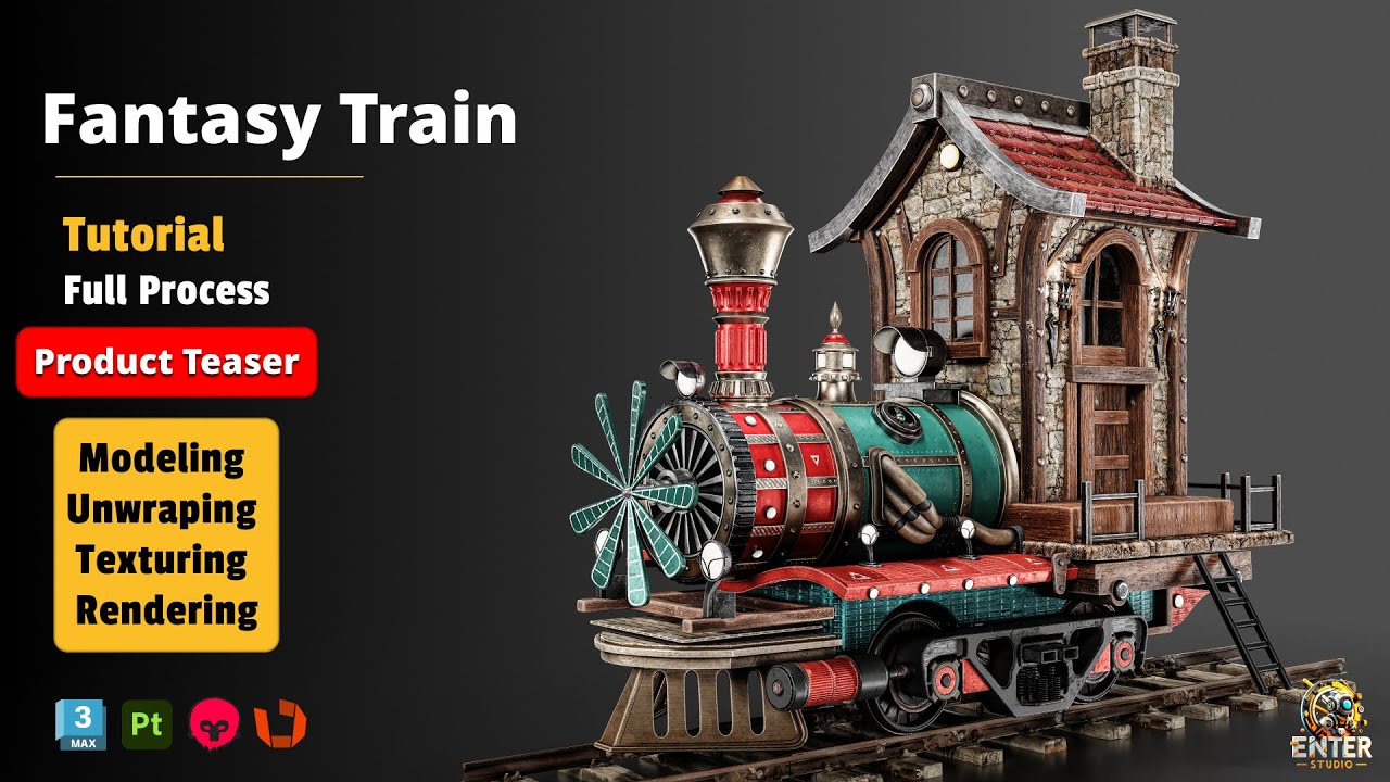 🚂 Complete tutorial on modeling and rendering a Fantasy Train | course teaser 🚂