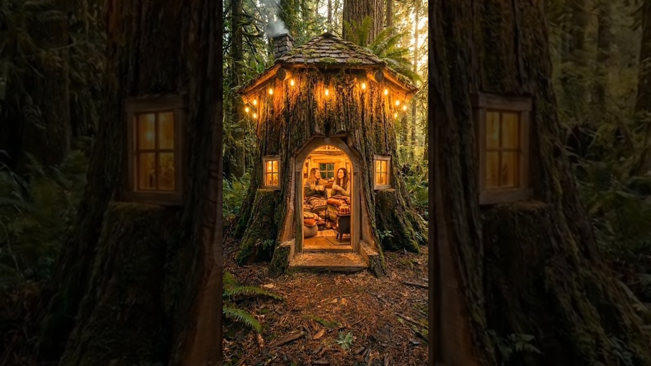We Built a Secret House INSIDE a Giant Tree Stump! 🌲🔨