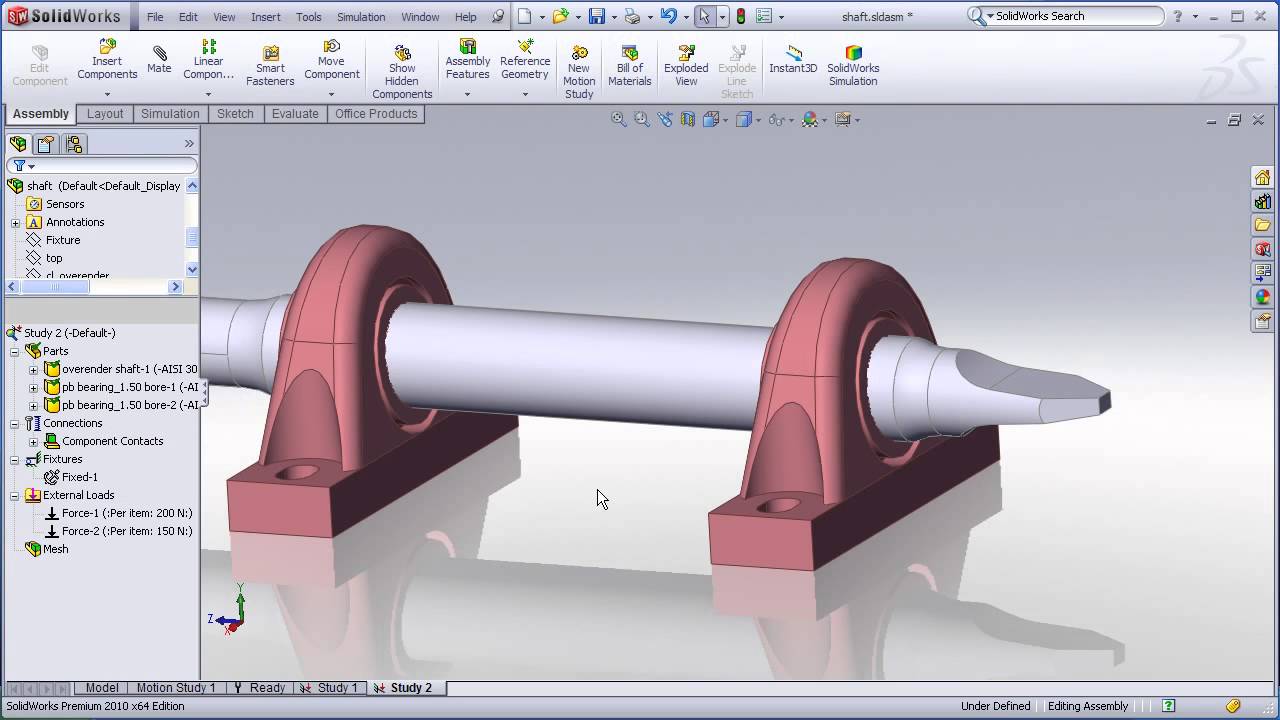 Solidworks simulation study of assembly - YouTube