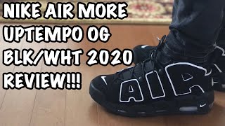 NIKE AIR MORE UPTEMPO BLACK/WHITE 2020 REVIEW AND ON-FEET!!! - YouTube