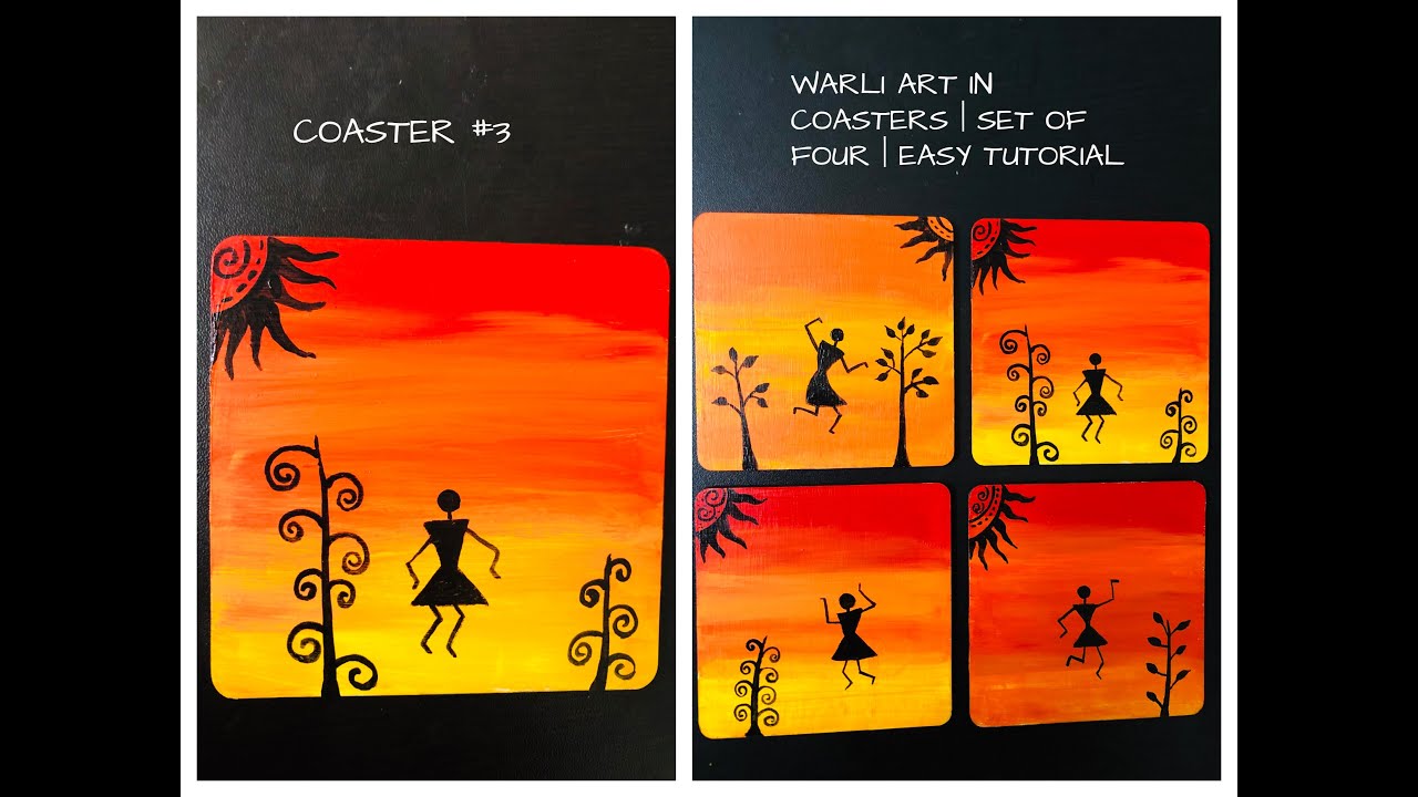 WARLI ART IN COASTERS SET OF FOUR COASTER 3 YouTube