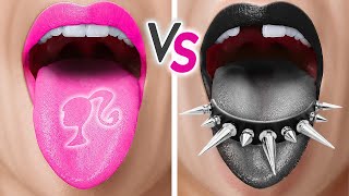 PINK VS BLACK CHALLENGE 🩷🖤 Good vs Bad One Colored 😍 Wednesday vs Enid By 123 GO! TRENDS