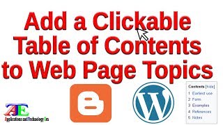 Add a Clickable Table of Contents ToC to Web Page Topics in Blogger and WordPress Without Plugin