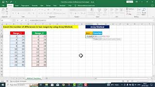 Full Array Formula Count the number of differences in two ranges Update