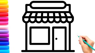 How to Draw a Shop Step by Step | Draw Smart