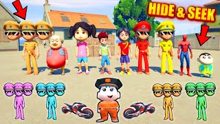 GTA V: Little Singham 3 Head Playing🥳 Hide N Seek 😍With Shinchan and Pinchan & Motu 💸 in GTA 5