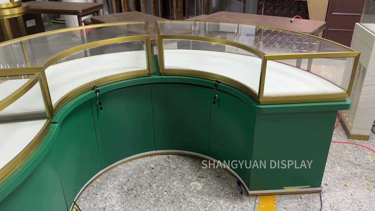 Elegant wooden paint glass jewelry showcase-sophistication meets functionality in timeless design