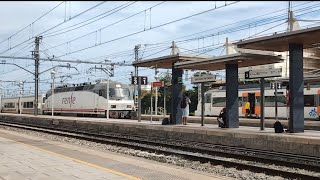 Renfe larga distancia 252.057 con rama Talgo 6B4 por Sant Vicenç de Calders dirección Tarragona
