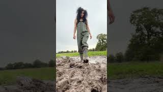 Waders jumping in muddy puddles part 4
