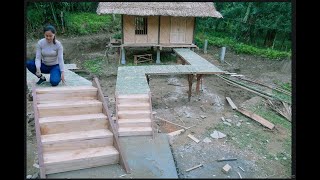 Carpenter girl: Completing the Farms Bamboo Bridge || Farm life - BUILD LOG CABIN-OFF GIRL
