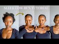QUICK AND EASY SLEEK BUN TUTORIAL | ON SHORT 4C NATURAL HAIR | WITH EXTENSION