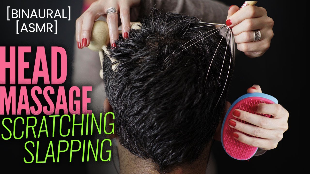 ASMR Binaural Head Scratching and Massage! Using tools and Coconut Oil.