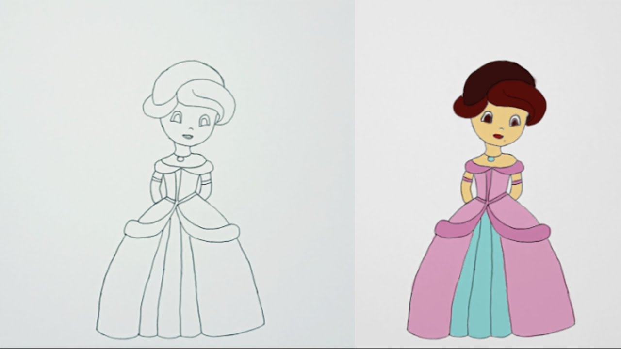 رسم سهل  رسم بنات  رسم أميرات ديزنيDraw Disney princesses in an easy way