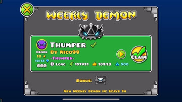 Thumper By Nico99- Geometry Dash (Weekly Demon, Easy Demon, 3 Coins)