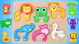 Learn Match Baby Animals to Mommy🦁🐘 | Wooden Puzzle Game🧩 | Preschool Toddler Learning Video screenshot 5