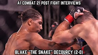 Urijah Fabers A1 Combat 21 Post Fight Interview | Blake DeCourcy Talks Tough Win, Climbing to 2-0