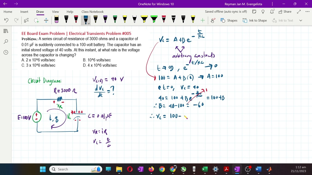EE Board Exam Problem | Electrical Transients Problem 