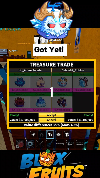 Trading New Yeti Fruit in Blox fruits 😱