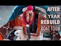 After a 4 YEAR REBUILD: full BOAT TOUR of our tiny floating home. [Vindö 32]