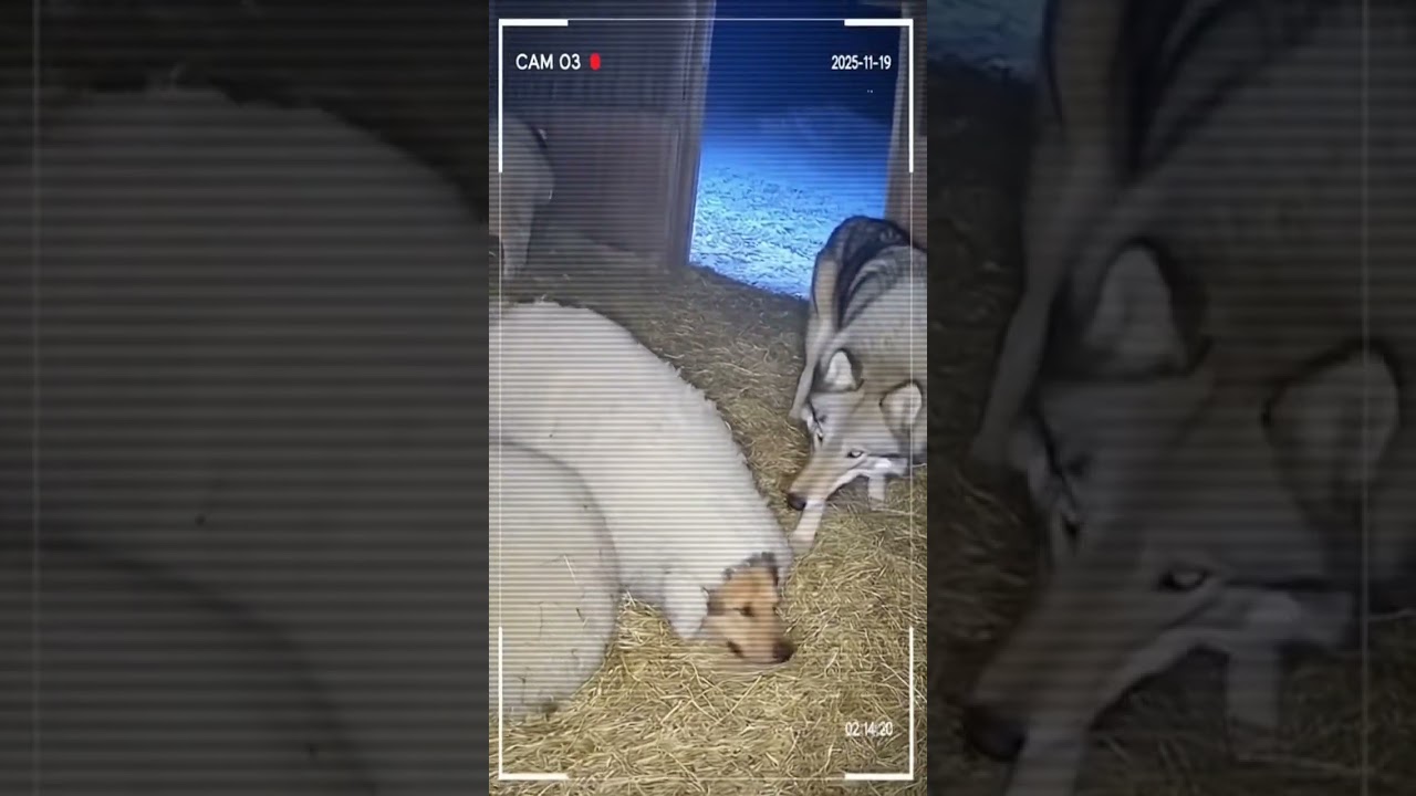 Guard Dog vs Wolf 🐺 | Night Barn Camera Footage!