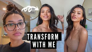 TRANSFORM WITH ME QUICKLY- SKIN, MAKEUP, HAIR + OUTFIT || NICOLE ELISE screenshot 4