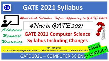 GATE 2021 Computer Science Syllabus Including Changes #New_In_GATE_2021