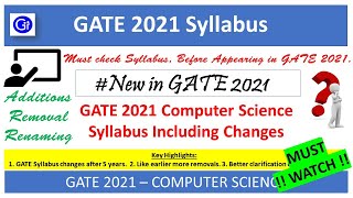 Gate 2021 Computer Science Syllabus Including Changes new in gate 2021