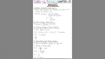 Nuclei | Formula Sheet | Part -1 | IIT-JEE |NEET |CBSE |CUET |Class -12 [Physics ]🔥